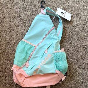 New with tags pickleball bag. KAVIGOR Mint and Pink Sling Backpack pickleball